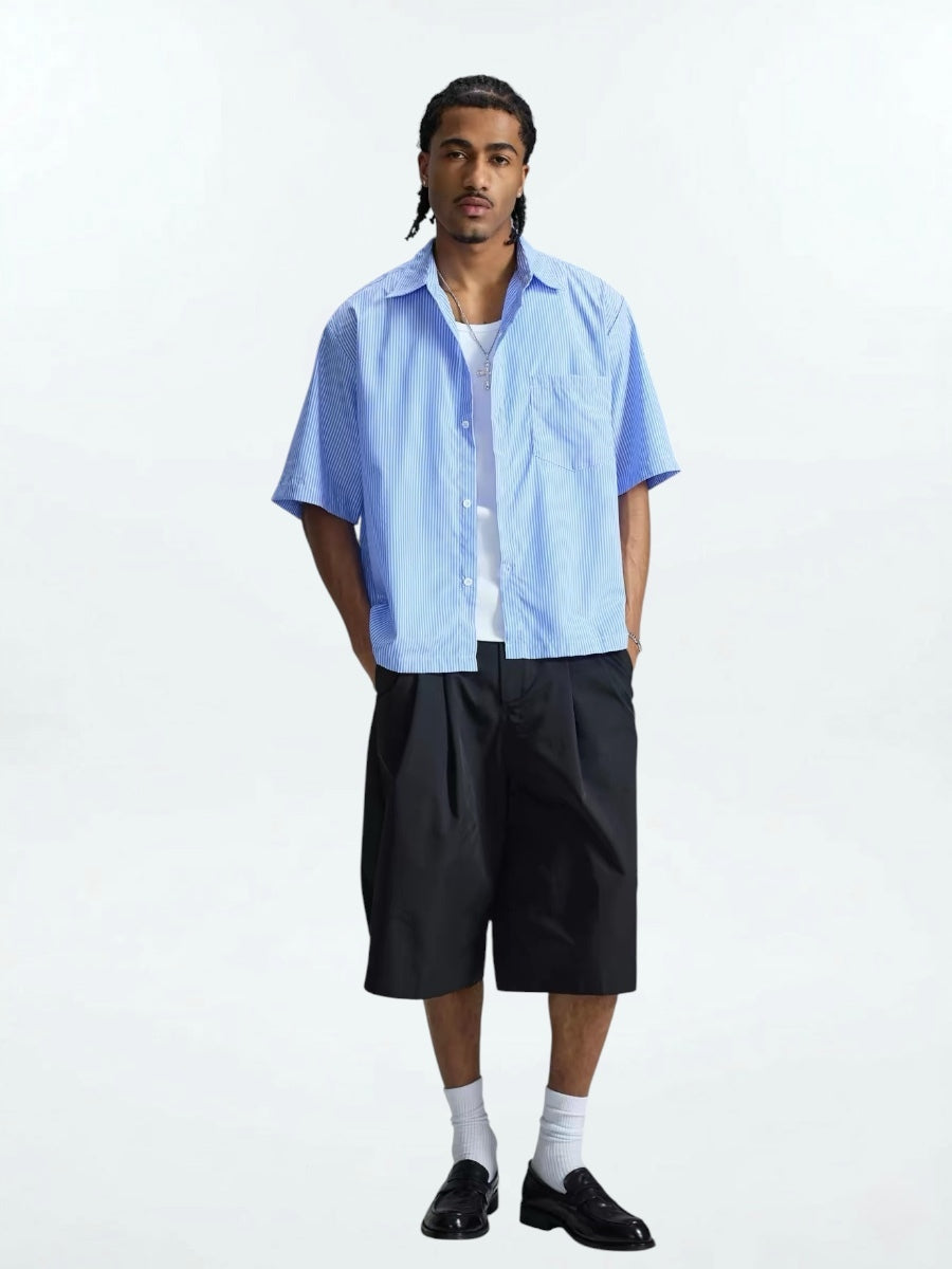 Boxy Stripe Short Shirts (2color)