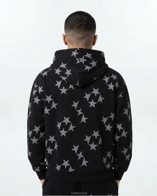 Star printed hoodie (Black)