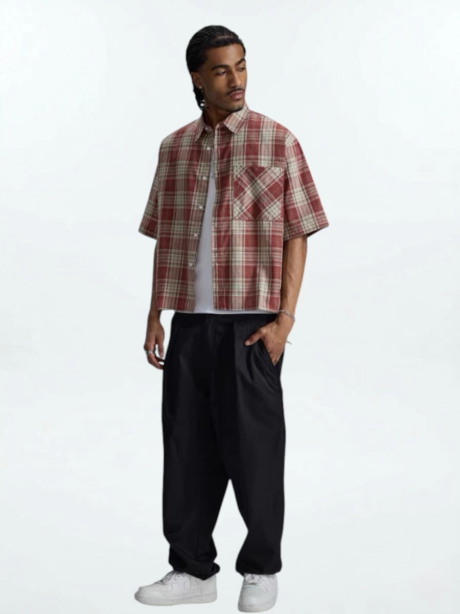 Boxy Check Short Shirts (2color)
