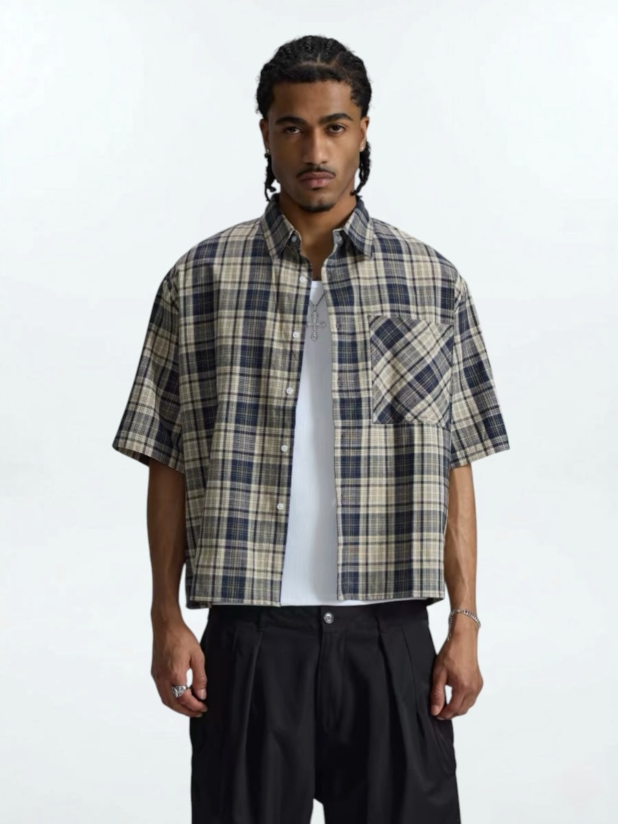Boxy Check Short Shirts (2color)