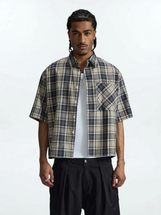 Boxy Check Short Shirts (2color)