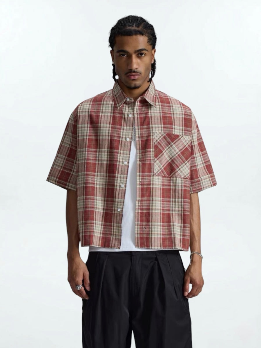 Boxy Check Short Shirts (2color)