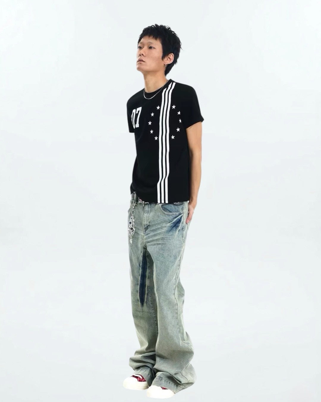 07 Star Graphic Striped Tee