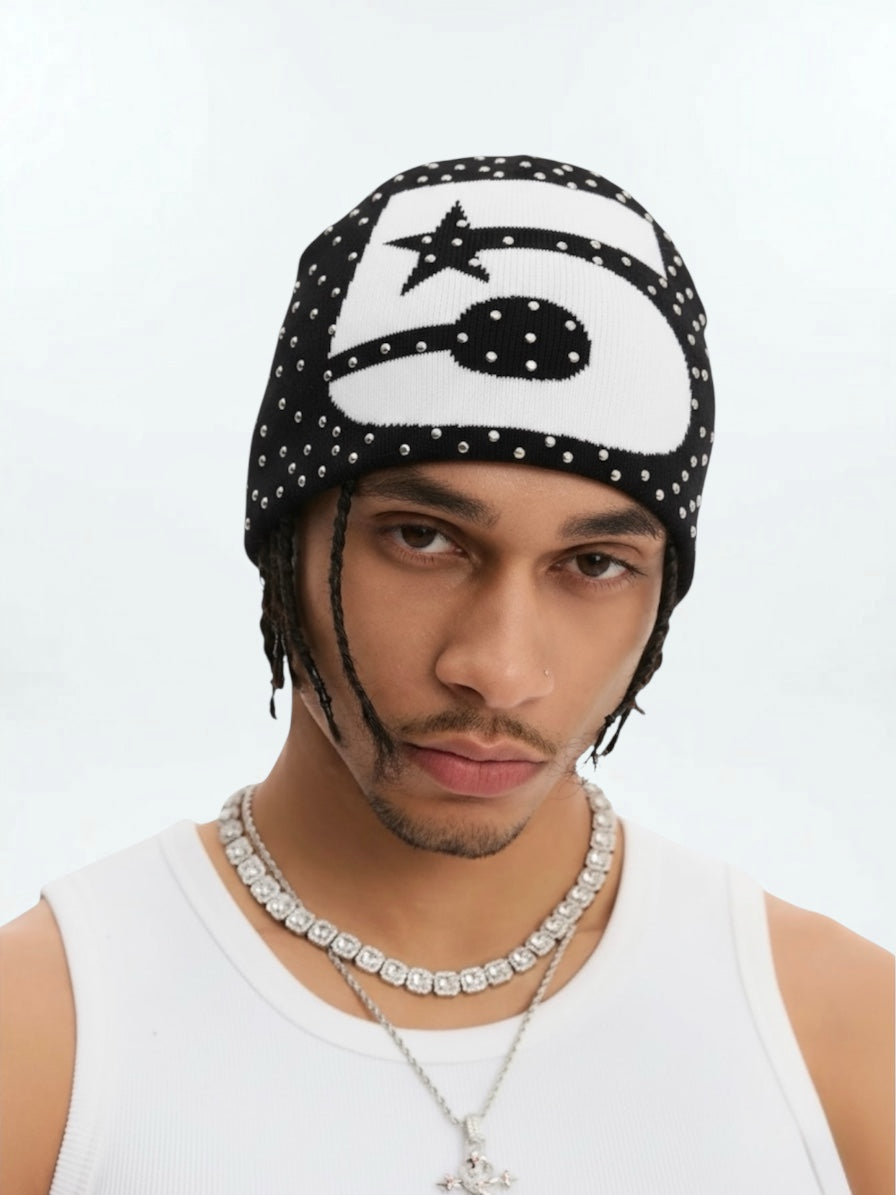 555 studs beanie (Black)