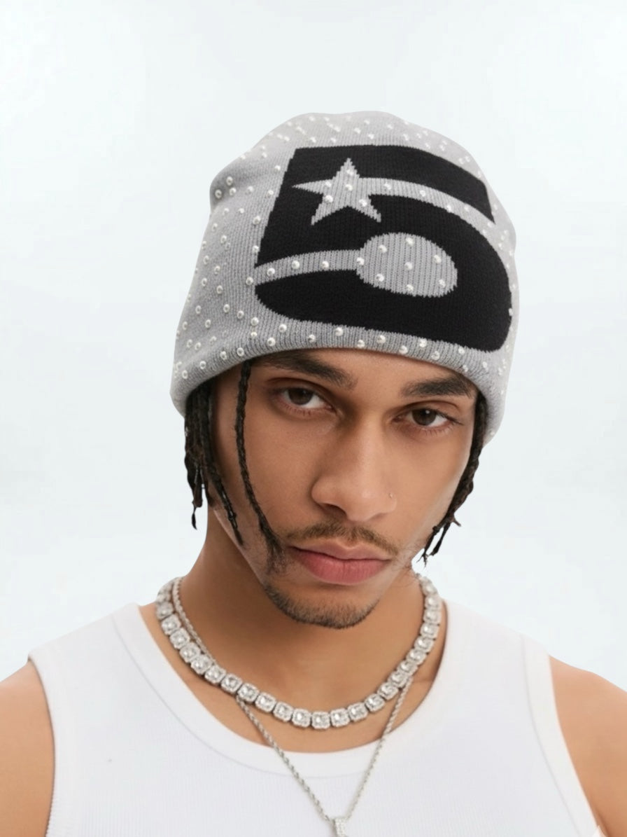 555 studs beanie (Gray)