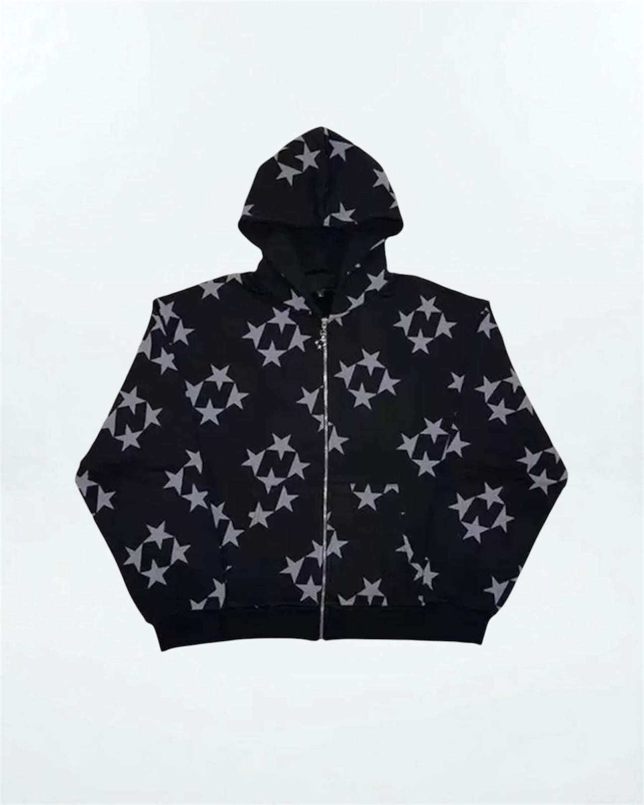 Star printed hoodie (Black)