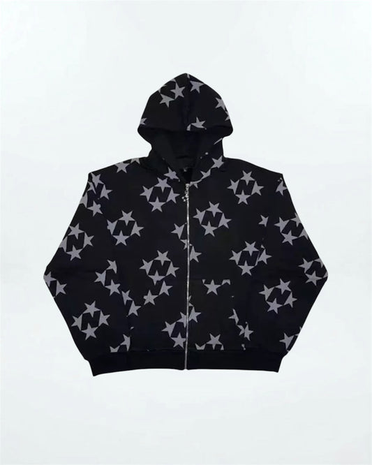 Star printed hoodie (Black)