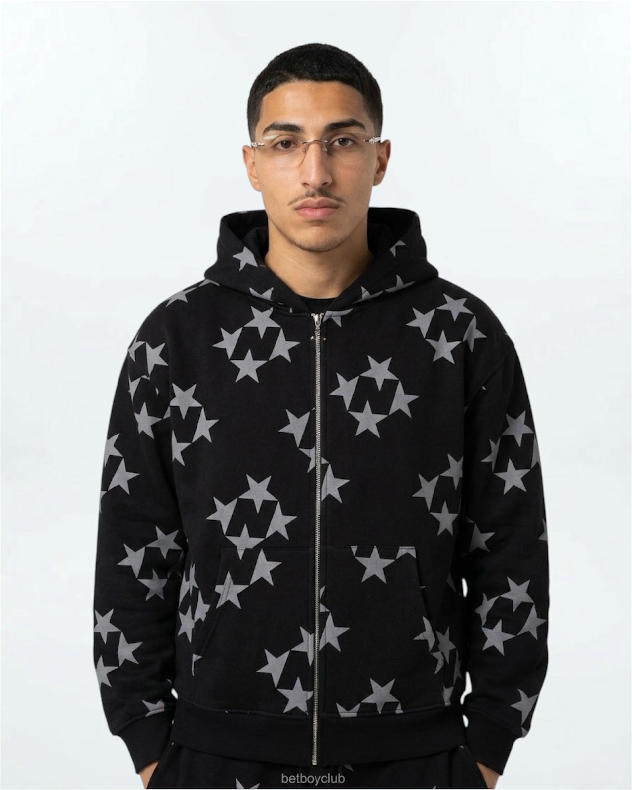 Star printed hoodie (Black)