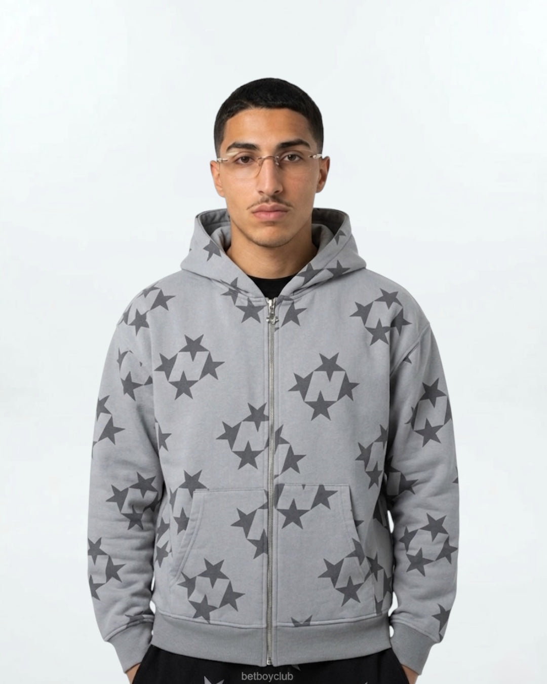 Star printed hoodie (Gray)