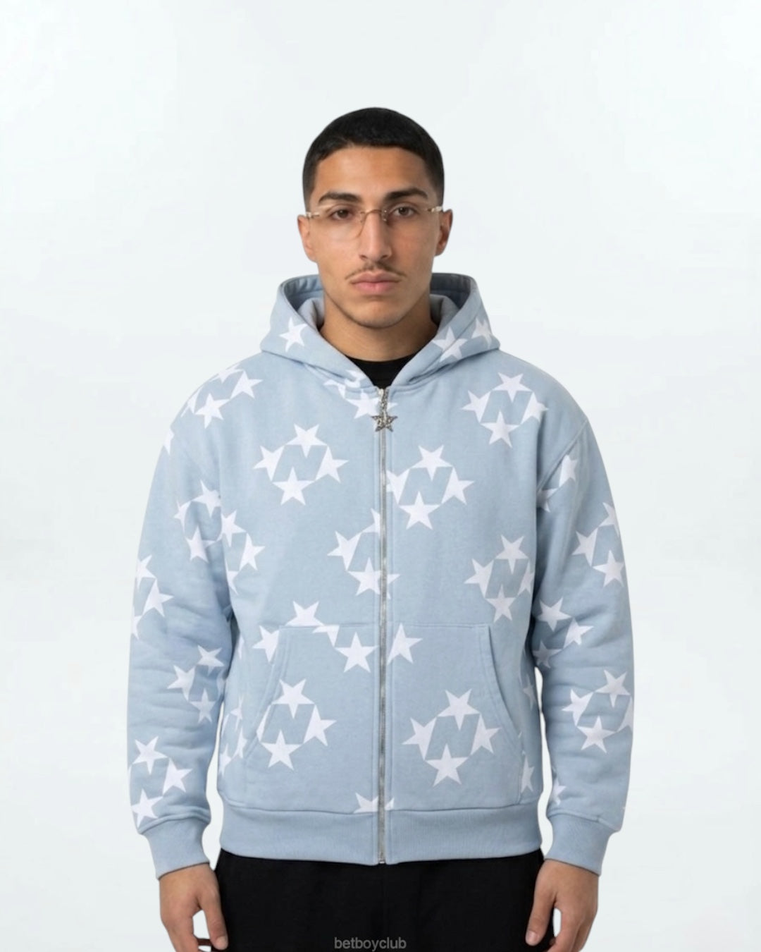 Star printed hoodie (Blue)