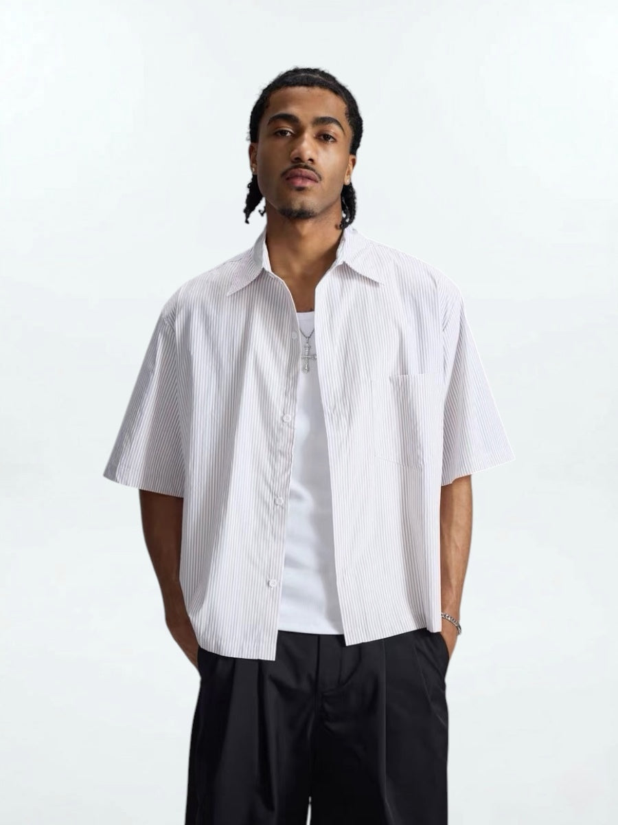 Boxy Stripe Short Shirts (2color)