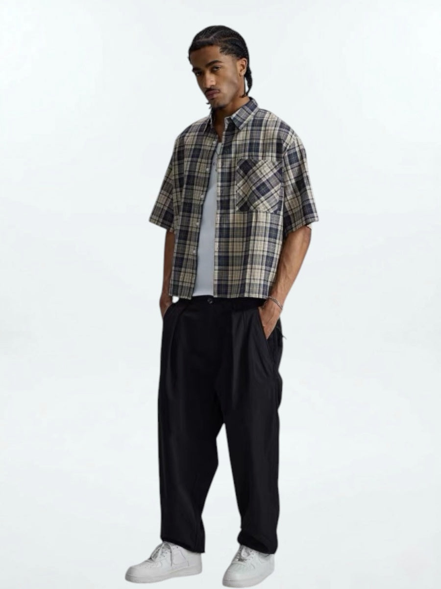 Boxy Check Short Shirts (2color)