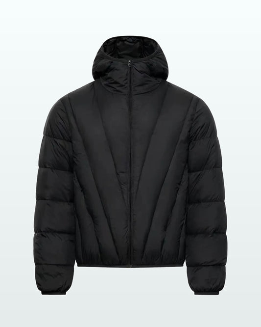 Radiant Quilt Hooded Down Jacket Black