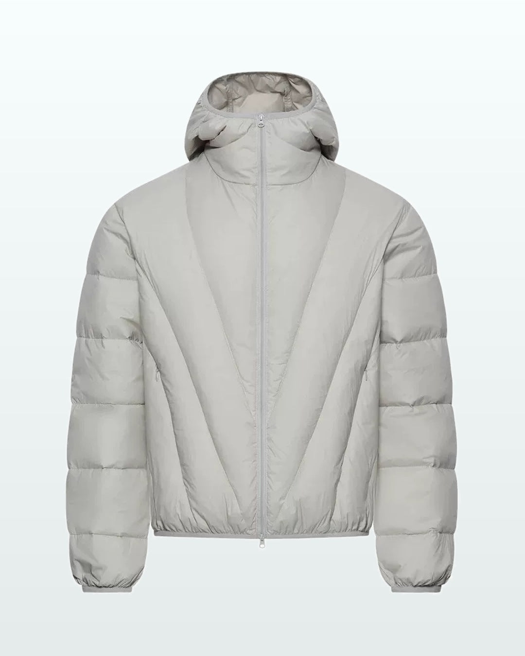 Radiant Quilt Hooded Down Jacket Light Gray
