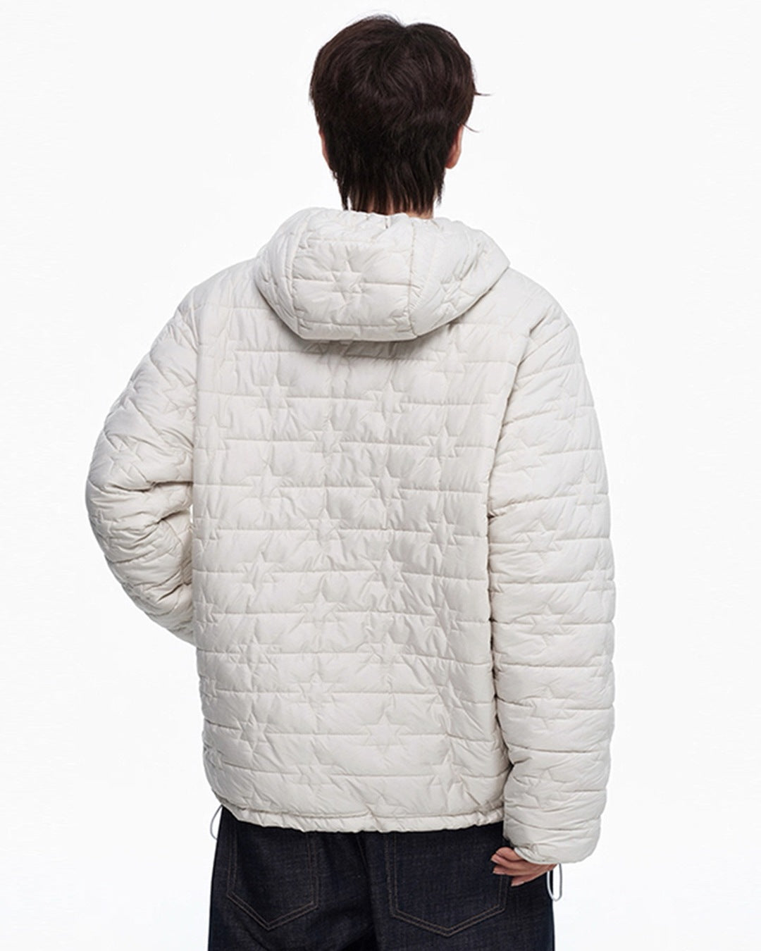 Star Quilt Hooded Puffer Beige 後ろ