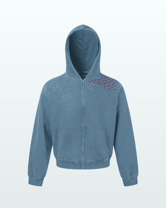 Stitch Star Zip Hoodie Blue