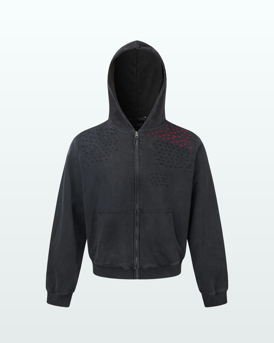 Stitch Star Zip Hoodie Black