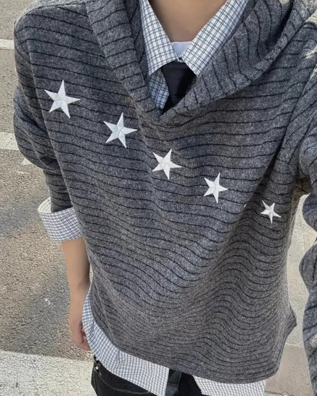 Star Line Stripe Hoodie 着用